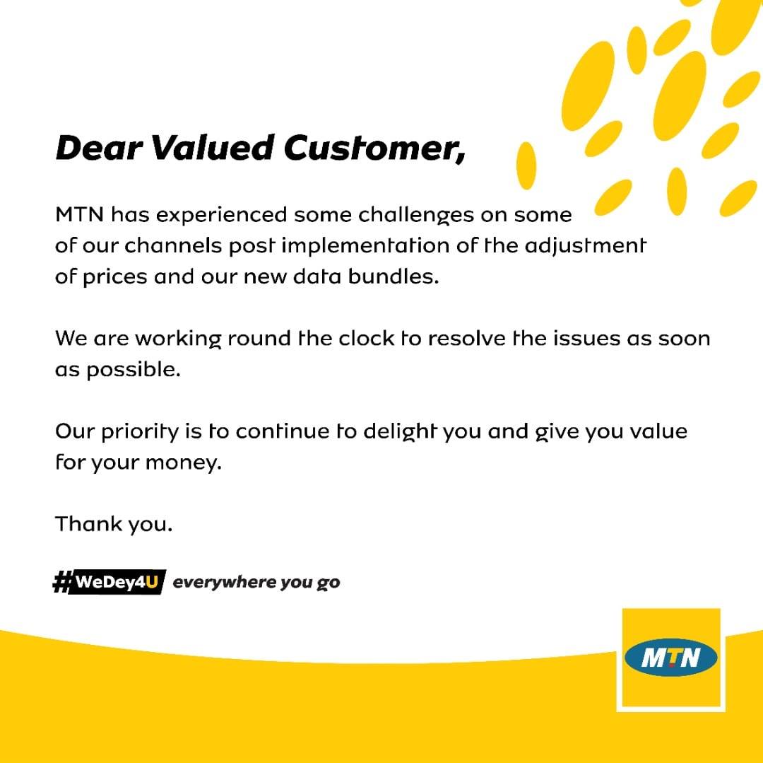 MTN apologises over challenges with new data bundles