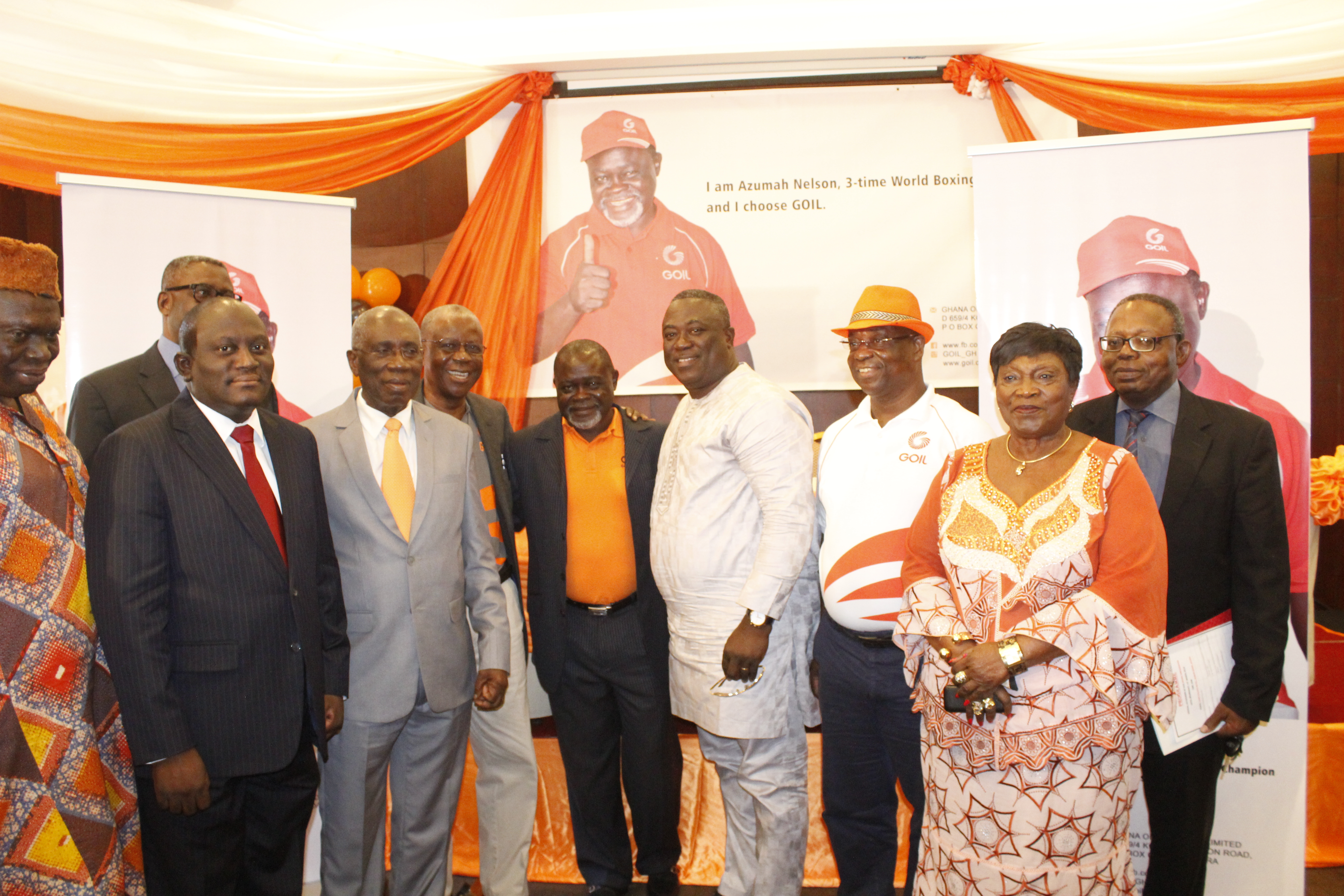 “Professor” Azumah Nelson with Board Members of Goil Ghana Limited