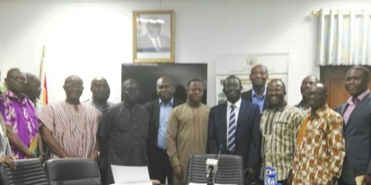 Some members of the Chamber of Mines with the Minister of Lands and Natural Resource, John Peter Amewu