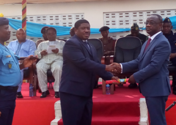 Outgoing GRA boss; George Blankson (L) handing over the mantle to Kofi Nti (R)