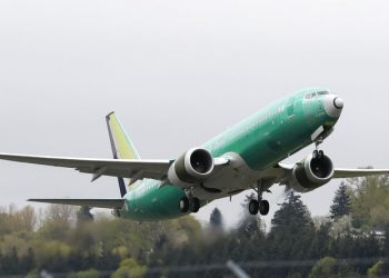 In this Wednesday, April 10, 2019 file photo, a Boeing 737 Max 8 airplane being built for India-based Jet Airways, takes off on a test flight at Boeing Field in Seattle. Boeing said Sunday, May 5, 2019, that it discovered after airlines had been flying its 737 Max plane for several months that a safety alert in the cockpit was not working as intended, yet it didn't disclose that fact to airlines or federal regulators until after one of the planes crashed. (AP Photo/Ted S. Warren, File