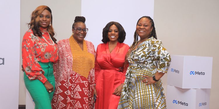 L-R: Oluwasola Obagbemi, Corporate Comms Manager, Anglophone West Africa at Meta; Adaora Ikenze, Head of Public Policy for Anglophone West Africa at Meta; Nana Aba Anamoah, GHOneTV, General Manager; and Kezia Anim-Addo, Director of Communications, Sub-Saharan Africa during the launch of the #NoFalseNewsZone campaign in Ghana