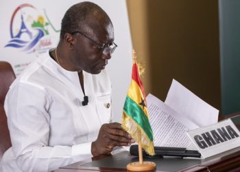 Ken Ofori-Atta, Ministry of Finance for Ghana, gives an interview during day 3 of the AfDB Annual Meetings on 13 June 2019 in Malabo, Equatorial Guinea. (Photo by Malick Silue)