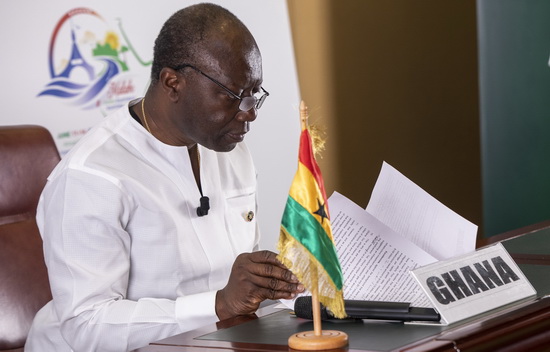 Ken Ofori-Atta, Ministry of Finance for Ghana, gives an interview during day 3 of the AfDB Annual Meetings on 13 June 2019 in Malabo, Equatorial Guinea. (Photo by Malick Silue)